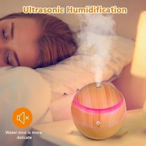 Diğer 126606314 130 Ml Hava Nemlendirici, Uçucu Yağ Aromaterapi Makinesi, Ev, Yatak Odası Ve Ofis İçin Yedi Renkli Işık İle Aroma Hava Difüzörü Koyu Kahve 1.0 Ahşap Yeşil