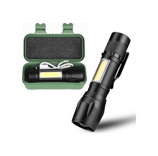 Diğer 126606770 Usb Şarjlı Mini El Feneri Ultra Güçlü Led Fener, 3 Modlu Işık, Metal Kasa, Klipsli Taşınabilir Aydınlatma, Kutulu Cep Feneri, Şarj Kablosu Dahil