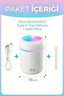 Diğer 126608194 Mini Hava Nemlendirici 300Ml Rgb Işıklı Type-C Buhar Makinesi Sessiz Ortam Nemlendirici Aroma Difüzörü Beyaz 1.0 Ahşap Yeşil