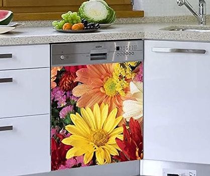 Diğer 126608449 Bulaşık Makinesi Kaplama Beyaz Eşya Kaplama Çiçekler