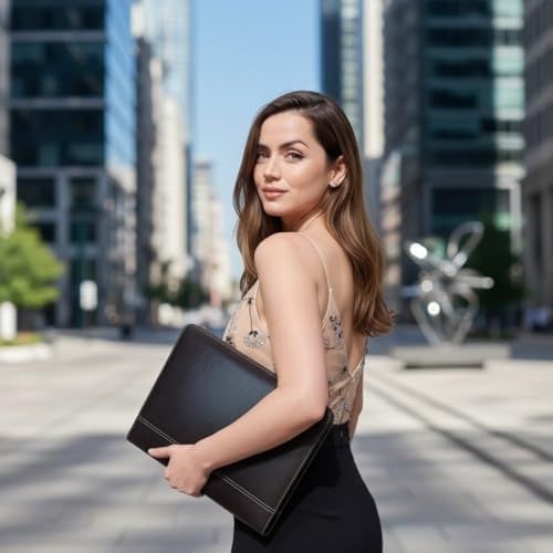 Diğer 126612941 Premium Deri Sekreterlik Mandallı Evrak Tutucu, Tablet Bölmeli Organizer, Çok Gözlü Evrak Dosyası Hesap Makinesiz Model , Fermuarlı 32.5 25 Cm , Siyah