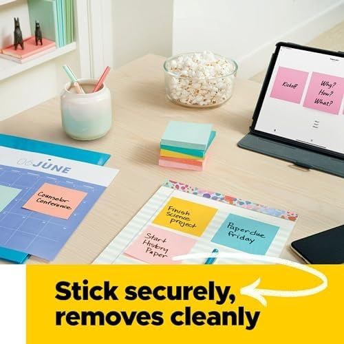 Diğer 126617967 Mini Notlar, 3,8 X 5,1 Cm, 24 Blok, Amerika'n N No. 1 Favorite Sticky Notes, Marseille, Pastel Renkler Pembe, Nane, Sar , Geri D N T R Lebilir 653-24Apvad