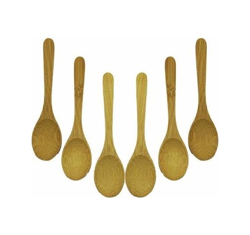 Diğer 126621585 Bambu Çay Kaşığı Seti, Oval Ahşap Kaşık, Doğal Bambu Malzeme, 6 Parça