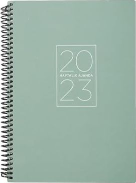 Diğer 126623478 Keskin 2023 Spiralli Haftalık Ajanda, Yeşil, 17X24