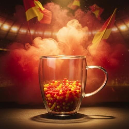 Diğer 126624083 Çift Cidarlı Cam Kupa Seti Isı Yalıtımlı Kulplu Borosilikat Kupa Soğuk & İçecek Termal Kupa Espresso Çay Bardağı Seti-Sarı,kırmızı- Taraftar