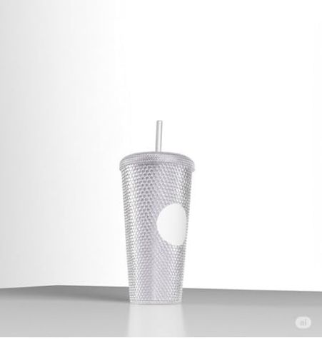 Diğer 126625482 Kristal Desen 750 Ml Pipetli Soğuk İçecek/kahve Bardağı Beyaz