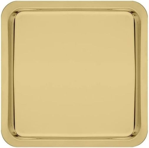 Diğer 126627966 Paslanmaz Çelik Sunum Tepsisi, Altın Renk, 21X21 Cm, Çay Kahve Pasta Tatlı Servis, 1 Adet