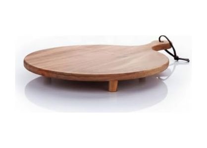 Diğer 126628179 Ayaklı Akasya Sunum Tabağı Ve Servis Tahtası 40X30 Cm Doğal Ahşap Modern Peynir, Şarküteri, Pizza Ve Kahvaltı Tahtası Saplı Ve Yükseltilmiş Ayaklı Sunumluk