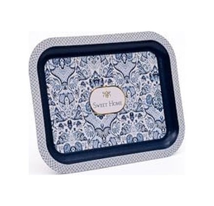 Diğer 126628207 Evle-Azulejos Desenli Metal Tepsi - Çay Kahve Tepsisi - Sunum Tepsisi 23 Cm X 31 Cm Azulejos