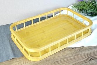 Diğer 126628306 Premium Bambu Serisi 38X26 Cm Çitli Diktördgen Tepsi