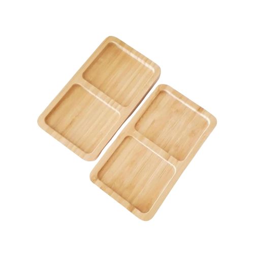 Diğer 126628430 Bambu 2 Bölmeli Yağdanlık Ve Sosluk Altlığı - Şık Tasarımlı Doğal Ahşap Stand, Mutfak Tezgahı İçin Düzenleyici Ve Çok Amaçlı Kullanım