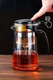 Diğer 126629044 Sihirli Borosilikat Cam Demlik 900 Ml Dayanıklı & Tek Tuşla Demleme