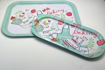 Diğer 126629403 2'li Metal Tepsi Seti Baking Desenli