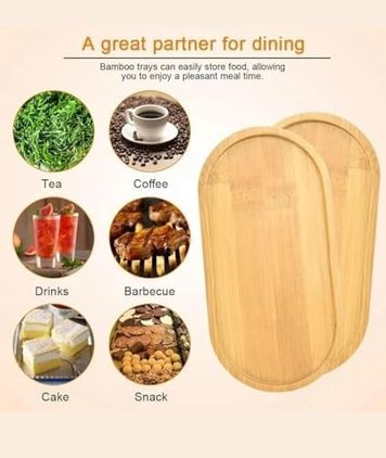 Diğer 126629601 1 Adet Bambu Oval Sunum Ve Servis Tepsisi Yağdanlık Altlığı, 23 X 12 Cm