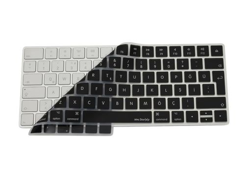 Diğer 126633410 Keyboard 2 Uyumlu A1644 Klavye Koruyucu Türkçe Q Silikon Kapak Ultra İnce 0,3Mm Toz, Sıvı & Kir Koruma Şeffaf/siyah