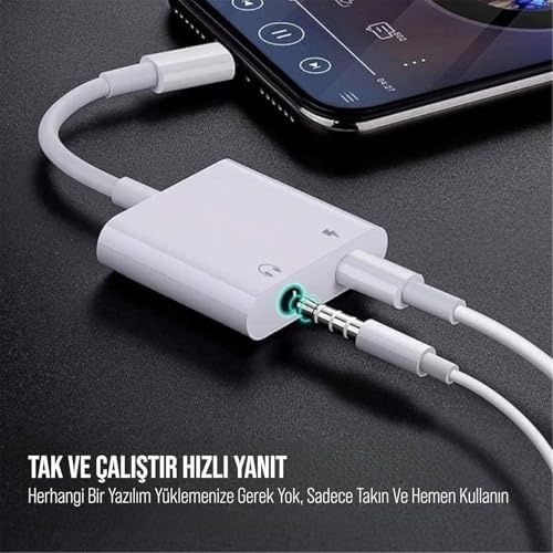 Diğer 126634110 Lightning To 3.5Mm & Lightning Dönüştürücü Çift Çıkış Adaptörü Yüksek Ses Kalitesi Ve Hızlı Şarj Kulaklık Desteği Şık Ve Dayanıklı Tasarım
