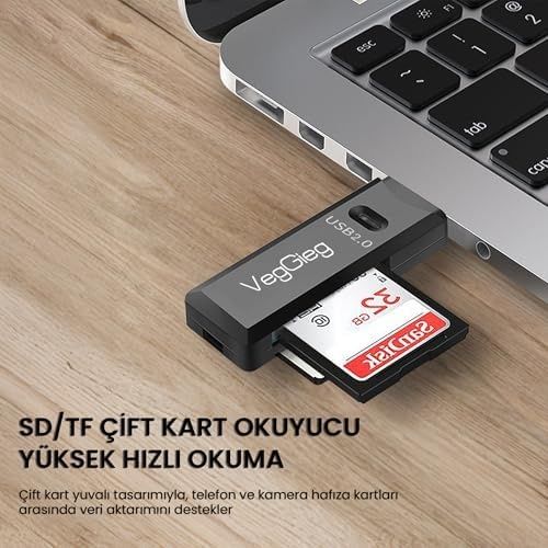 Diğer 126634163 Usb 2.0 Sd Ve Micro Sd Hafıza Kart Okuyucu Siyah