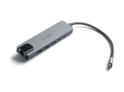 Diğer 126634304 Dark 6'sı 1 Arada Usb 3.2 Gen 1 Type-C To Ethernet/hdmı/usb 3.0 - Usb 2.0 / Usb-C Pd 100W Pro/air & Notebook/ultrabook İçin Port Çoklayıcı Hub Dk-Ac-U31X47