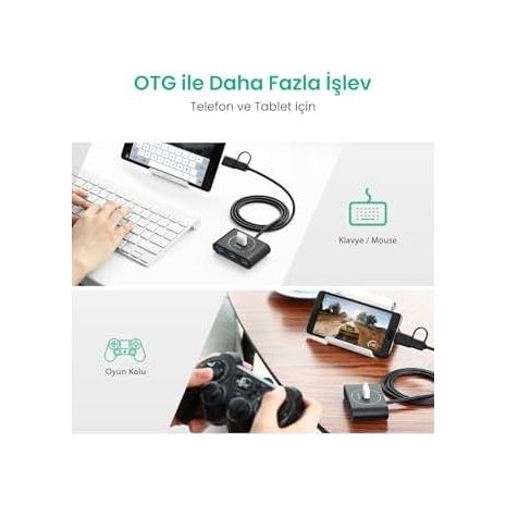 Diğer 126635006 Usb A/usb C To 4 Port Usb 3.0 Hub Çoklayıcı Siyah 1 Metre