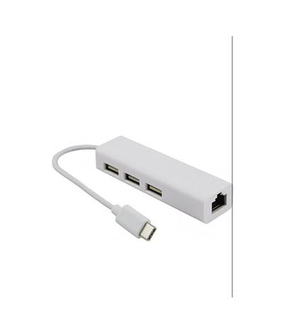 Diğer 126635311 Usb Type-C Ethernet Adaptörü, Telefon Ve Tabletler İçin Macbooklarda Ethernet Çalışmaz, 3 Port Usb 2.0 Hub, Ağ Bağlantısı Plastik