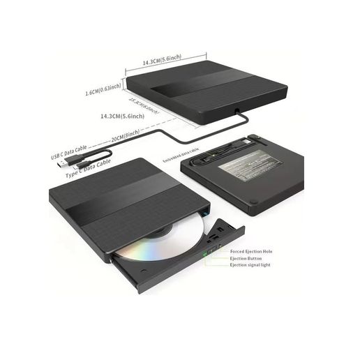Diğer 126647480 Harici Usb 3.0 Ve Type-C Dvd-Rom Dvd-Rw Optik Sürücü, Usb Ve Type C Kablolu, Pc, Tablet, Dvd Player, Çizgili Metal Tasarım Ultra Slim Cd Rom Okuyucu X350