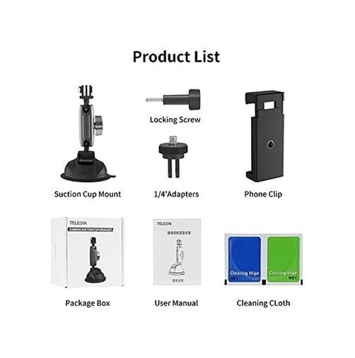 Diğer 126659554 Alüminyum Alaşımlı Araç Vantuz Montajı, Hero 13 12 11 10 9 8 Djı Osmo Action 5 Pro 4 3 360 X5 X4 Mobil Telefon Kameraları İçin, Telefon Tutacılı Araç Ön Cam Montajı