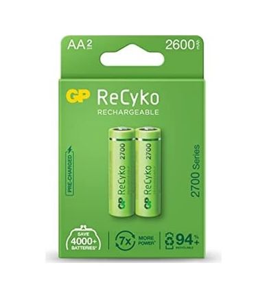 Diğer 126660912 Gp Batteries Recyko+ 2700 Aa Kalem Ni-Mh Şarjlı Pil, 1.2 Volt, 2'li Kart