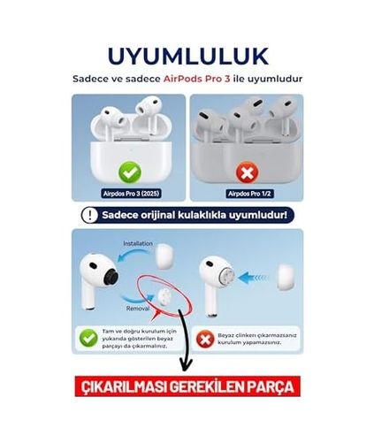 Diğer 126661006 Airpods Pro 3. Nesil Uyumlu Toz Filtreli Premium Silikon Yedek Kulaklık Uçları Ve 3'ü 1 Arada Airpods Temizleme Kalemi Seti Xs/s/m