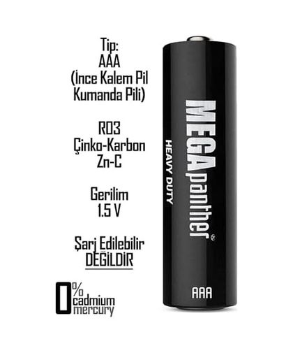 Diğer 126661814 Aaa R03 İnce Kalem Pil Kumanda Pili Zn-C 1.5V 24