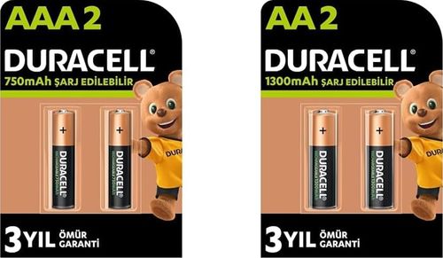 Diğer 126661868 Şarj Edilebilir Aaa 750 Mah İnce Kalem Piller, 2'li + Şarj Edilebilir Aa 1300 Mah Kalem Piller, 2'li