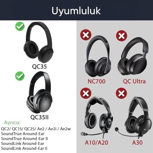 Diğer 126661953 Bose İle Uyumlu Quietcomfort 35 Qc35 & Quiet 35 Iı Qc35 İi İçin Deri Kulaklık Pedi Hafızalı Yüksek Kaliteli Materyal Kulaklık Süngeri