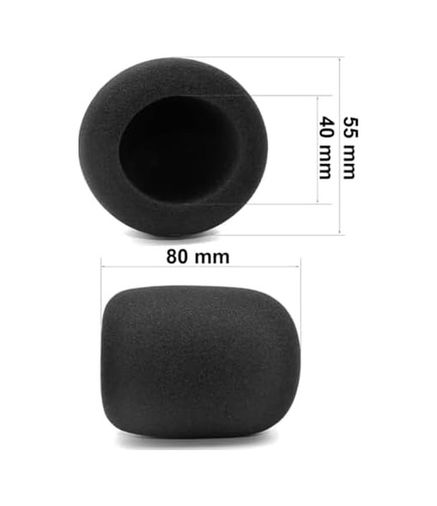 Diğer 126661969 El Mikrofon Süngeri Siyah Profesyonel Tekli, 80X55Mm, Uzun Ömürlü,