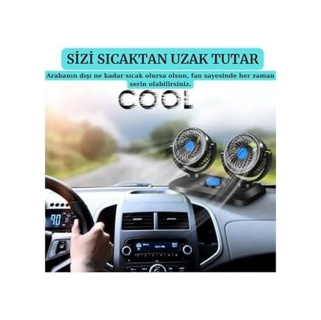 Diğer 126662097 T- 2019-2024 Uyumlu Araç İçi Torpido Üstü 360 Derece Dönebilen 12V Vantilatör