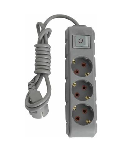 Diğer 126662300 Ufo 3Lü Anahtarlı Grup Priz 3 Metre 16A 250V, Üçlü Topraklı Uzatma Kablosu 3 Metre Gri Renk