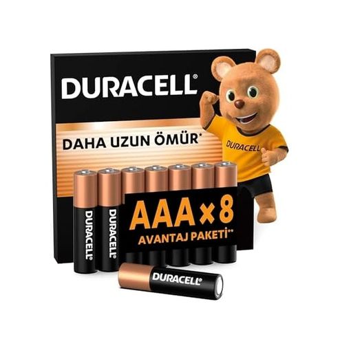 Diğer 126662516 Duracell Basıc Aaa Alkalin İnce Kalem Pil 8'li Paket 1,5V Daha Uzun Ömürlü Günlük Cihazlar İçin Güvenilir Güç Plastik İçermeyen Ambalaj - Mn2400