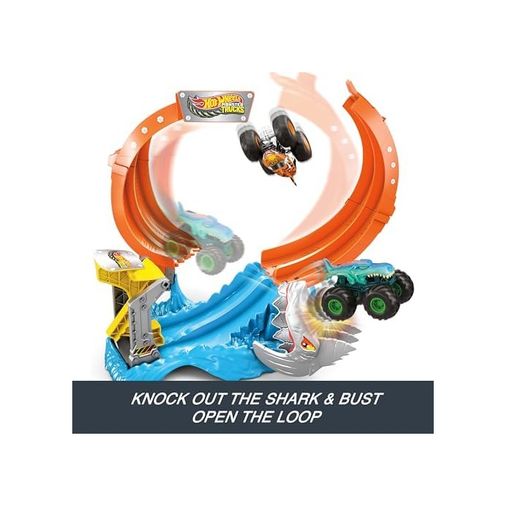 Diğer 126668601 Oyuncak Trucks Köpekbalığı Oyun Seti, 1:64 Ölçekli -Wrex Araç, Çemberin İçinden Geçerek Düşmanı Yenme, Jfr08