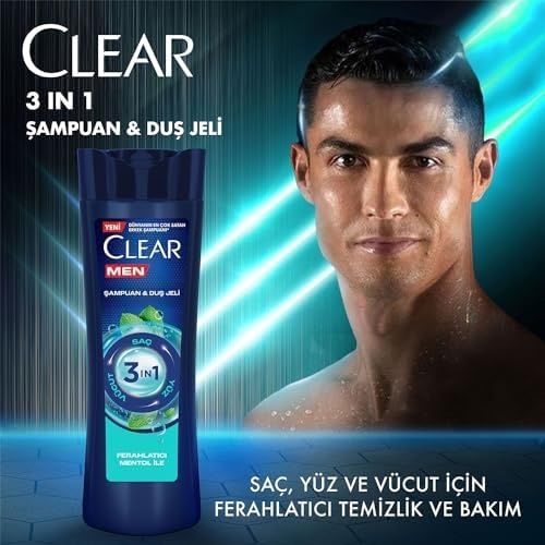 Diğer 127367679 Clear Men 3 İn 1 Şampuan & Duş Jeli Ferahlatıcı Mentol Etkisi Saç Yüz Vücut İçin 350 Ml