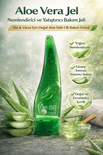 Diğer 128265459 Aloe Vera Jel Nemlendirici Ve Yatıştırıcı Bakım Jeli Yüz Ve Vücut İçin Doğal Aloe Özlü Cilt Bakım Ürünü