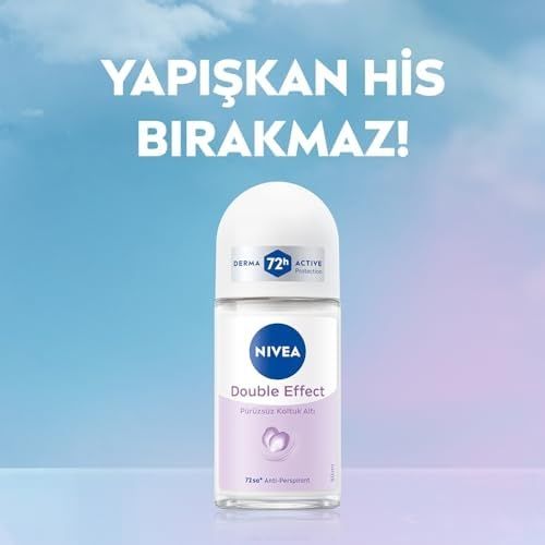 Diğer 128808192 Kadın Roll-On Deodorant Double Effect 50Ml, 72 Saat Anti-Perspirant Koruma, Alkolsüz, Pürüzsüz Koltuk Altı Açık Bej