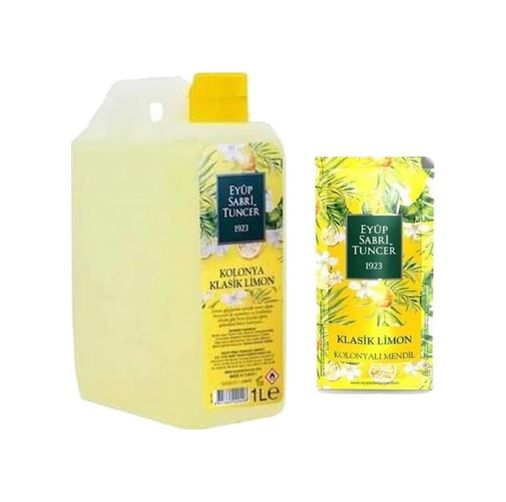 Diğer 128832417 Klasik Limon Kolonyası Yedek Şişe 1 Lt Ve Kolonyalı Mendil 150 Adet