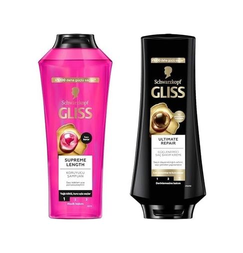 Diğer 128842008 Gliss Şampuan 400Ml Supreme Length + Gliss Repair Saç Bakım Kremi 360 Ml
