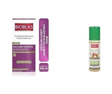 Diğer 128842820 Bioblas Saç Dökülmesine Karşı Collagen Ve Keratin İçeren Hacim Şampuanı 360 Ml & Bioblas Botanic Oils Argan Sıvı Saç Kremi 200 Ml