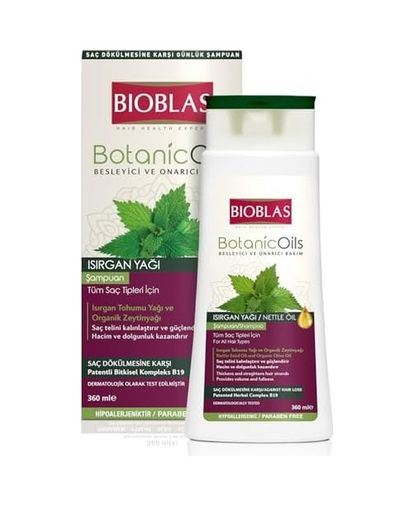 Diğer 128844418 Bioblas Saç Dökülmesine Karşı Bitkisel Şampuan Isırgan Tohumu Yağı & Zeytinyağı İçerikli, Dolgunlaştırıcı Etki, Kompleks B19, 360 Ml