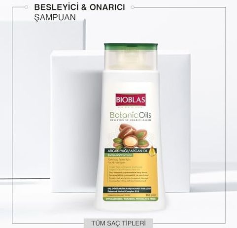 Diğer 128844494 Bioblas Saç Dökülmesine Karşı Bitkisel Şampuan Argan & Zeytinyağı İçerikli, Biocomplex B19, Parlaklık Ve Onarım Sağlayan Şampuan, 360 Ml