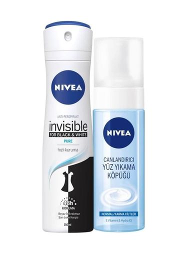 Diğer 128847187 Kadın Sprey Deodorant & Invisible Pure 150Ml Ve Yüz Yıkama Köpüğü Canlandırıcı, Normal Ciltler, 150Ml