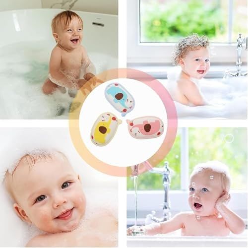 Diğer 128847569 Bebek Banyo Süngeri Seti, 3 Parça Yumuşak Bebek Banyo Süngeri, Saf Pamuklu, Hassas Ciltler İçin İdeal, Hayvan Figürlü Bebek Banyo Süngeri Seti