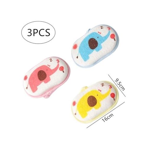 Diğer 128847584 Bebek Banyo Sünger Seti, 3 Adet Bebek Banyo Süngeri, Saf Pamuk İle Yumuşak Bebek Duş Süngeri, Hassas Ciltler İçin Karikatür Hayvan Bebek Banyo Süngeri