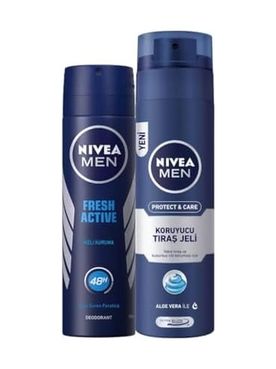 Diğer 128847663 Men Erkek Sprey Deodorant Fresh 48 Saat Deodorant Koruması 150Ml Ve Men Protect&care Tıraş Jeli 200Ml, Kuru Ciltler İçin, Pürüzsüz Tıraş
