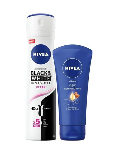 Diğer 128847740 B&w Clear Kadın Sprey Deodorant 150 Ml + Nemlendirici El Bakım Kremi 75 Ml
