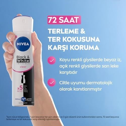 Diğer 128847904 Kadın Sprey Deodorant & Clear 150Ml Ve Mini Roll-On 25Ml, 72 Saat Anti-Perspirant Koruma